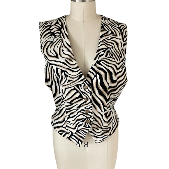 Doncaster Jackets & Blazers - Doncaster Zebra Print Sleeveless Vest, Sz 12